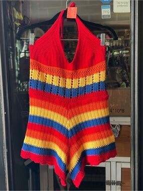 Crochet Halter Romper Rainbow 🌈 Size S/M